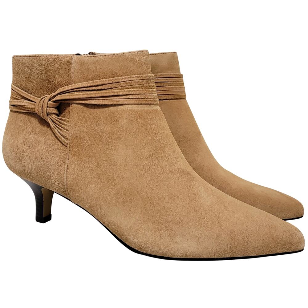 Bella Vita Women Jani Pointed Toe Ankle Booties Size US 10WW Saddle Brown Suede